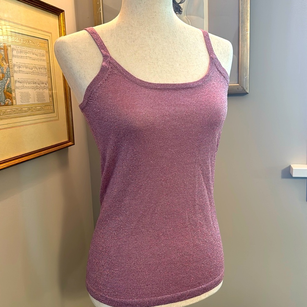 90s Y2K Vintage Charlotte Tarantola Sparkly Pink Tank Top, size L